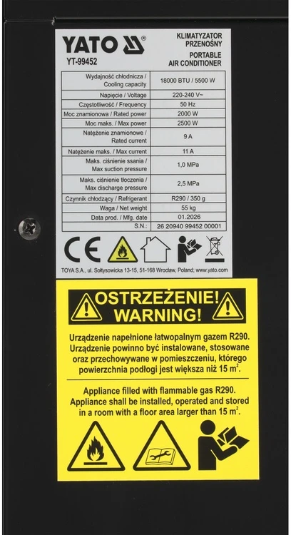 Toya Sa Poland Mobilus oro kondicionierius | 5,5 kW | 18–33 m² (YT-99452)