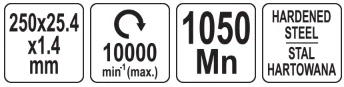 FLO Toya Sa Poland Peilis trimeriui / žoliapjovei | 4 kampų ašmenys | 250 mm / 25,4 mm (79562)