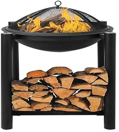 Toya Sa Poland Plieninė lauko krosnelė su grotelėmis ir malkų dėtuve | 58×58×55 cm (99914)