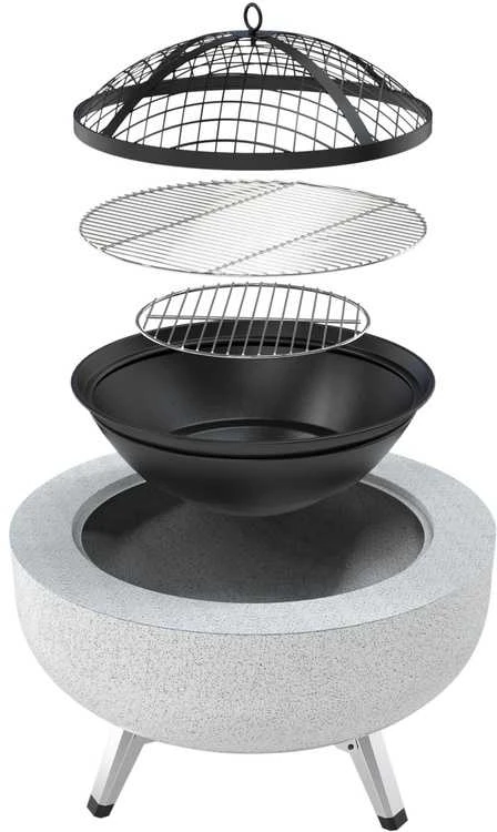 Toya Sa Poland Plieninis židinys su grotelėmis | 3 viename: grilis, stalas, židinys | 43,5 cm (99718)