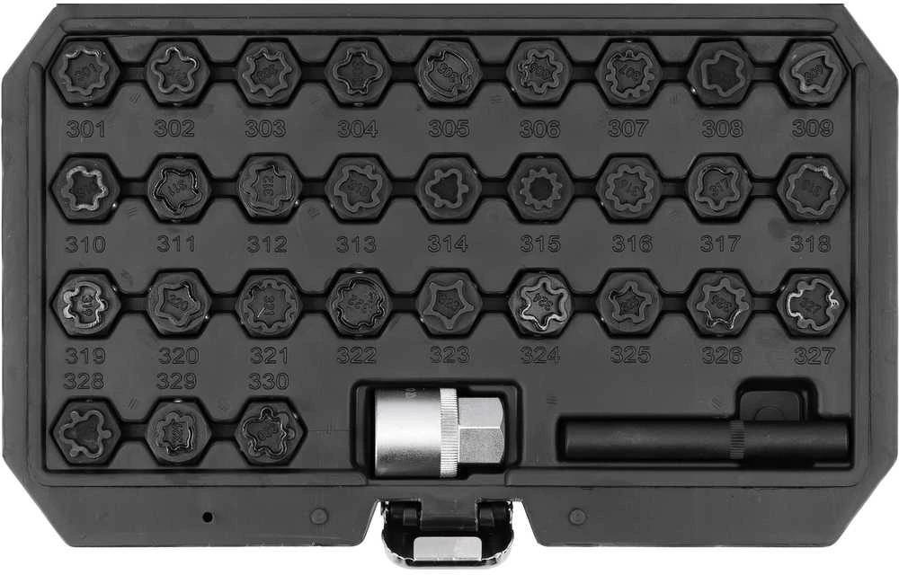 Toya Sa Poland Ratų varžtų slapukų rinkinys – MERCEDES, profesionalus – 32 vnt, 1/2" (YT-060390)