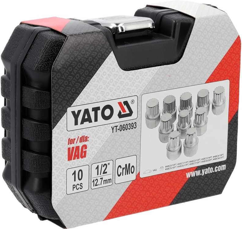 Toya Sa Poland Ratų varžtų slapukų rinkinys – VAG, profesionalus – 10 vnt, 1/2" (YT-060393)