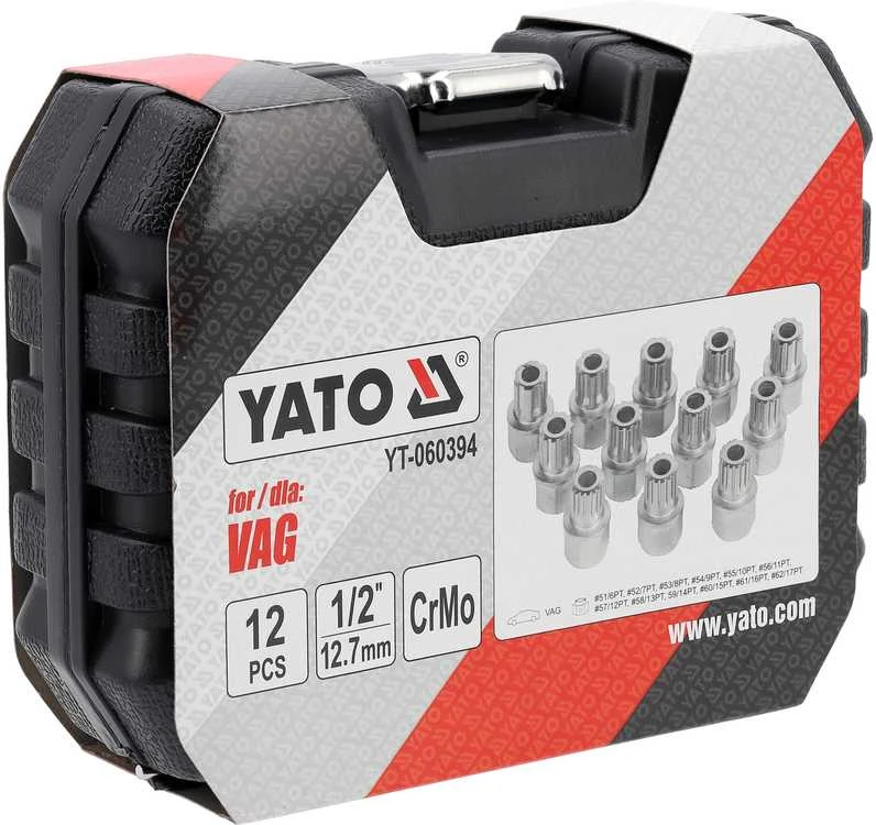 Toya Sa Poland Ratų varžtų slapukų rinkinys – VAG, profesionalus – 12 vnt, 1/2" (YT-060394)