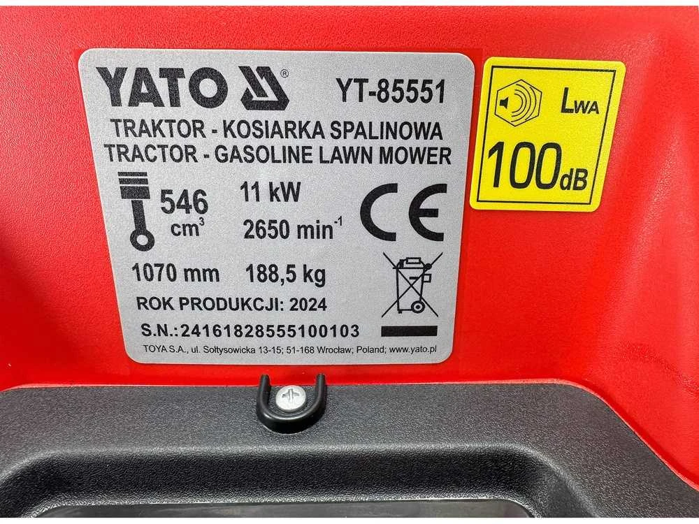 Toya Sa Poland Savaeigis benzininis sodo traktoriukas | kombinuota vejapjovė | 11 kW, 107 cm (YT-85551)