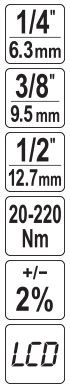 Toya Sa Poland Skaitmeninio sukimo momento adapterio rinkinys | 1/2" | 20–220 Nm | ±2 % (YT-07534)