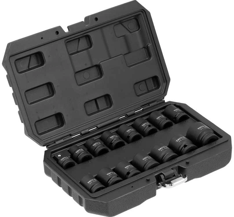 Yato Toya Sa Poland Smūginių trumpų galvučių rinkinys – AS-Drive 1/2", CrMo – 10–27 mm, 15 vnt (YT-10253)