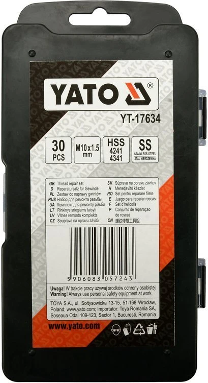 YATO SRIEGIŲ TAISYMO RINKINYS M10x1,5