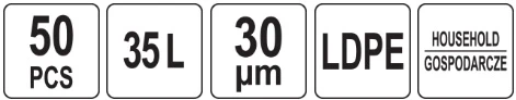 VOREL LABAI TVIRTI ŠIUKŠLIŲ MAIŠAI 35l 30µm /50vnt.