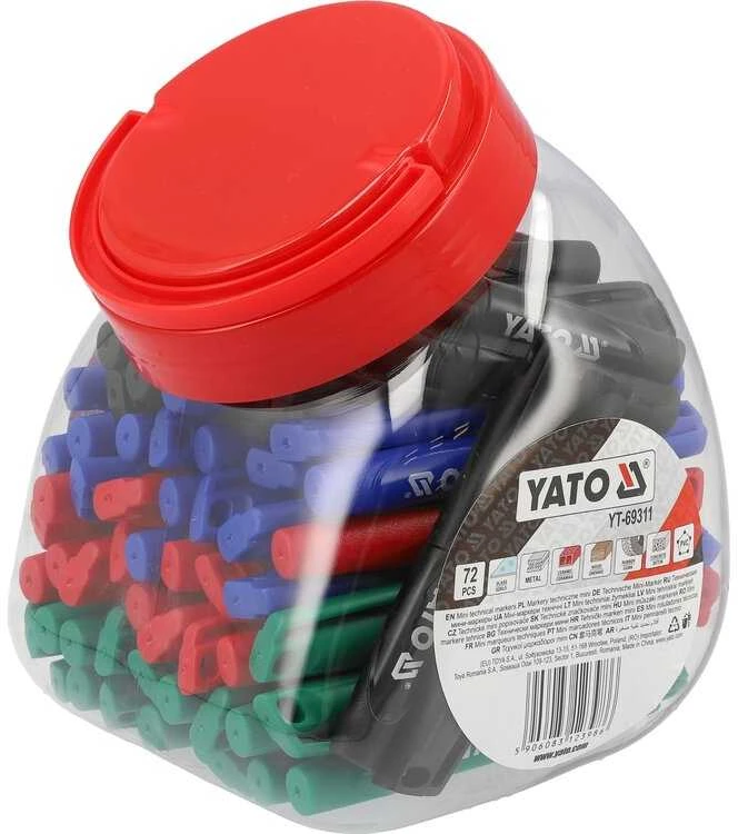 Toya Sa Poland Techniniai markeriai mini rinkinys | 72 vnt | juoda žalia raudona mėlyna (YT-69311)
