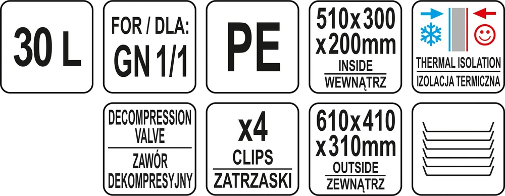 Toya Sa Poland Izoliuotas maitinimo konteineris, 30 litrų talpos, maisto transportavimui