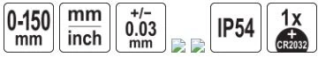 Toya Sa Poland Vandeniui atsparus elektroninis slankmatis | 0–150 mm | 2,4 colio ekranas (YT-72025)