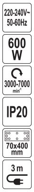Yato Toya Sa Poland Vibratorius | 600W | 3000-7000 min⁻¹ | 70 × 400 mm (YT-82205)