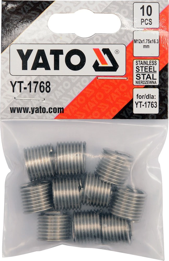 YATO SPIRALINIAI Įdėklai sriegių remontui M12 10vnt. 1768 m