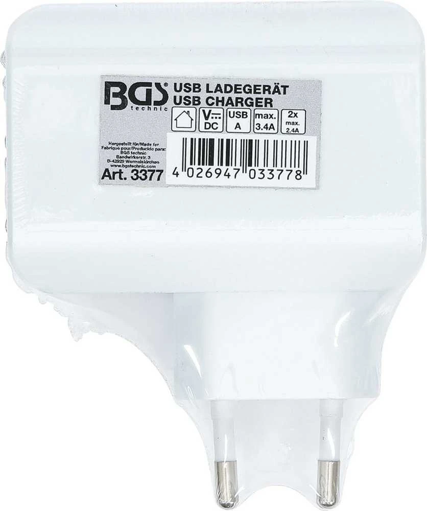 Bgs Technic Universalus USB įkroviklis | 3 USB lizdai | maks. 3,4 Iš viso maks. 2,4 A / USB | 110 - 240V (3377)