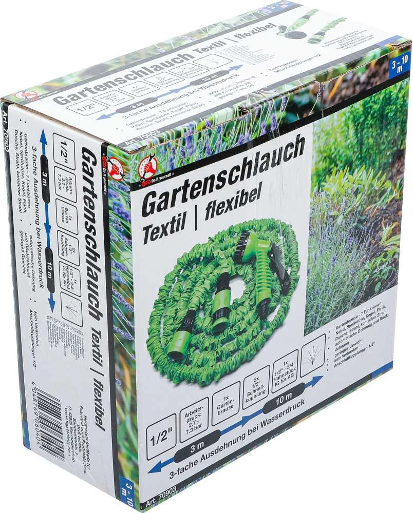Bgs Technic Vandens žarna | Tekstilė | lanksti | su rankiniu dušu su 7 funkcijomis | 3 - 10 m (70903)