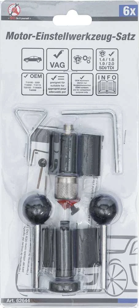 Bgs Technic Variklio fiksavimo įrankių rinkinys | VAG 1.4 / 1.6 / 1.9 / 2.0 SDI / TDI (62644)