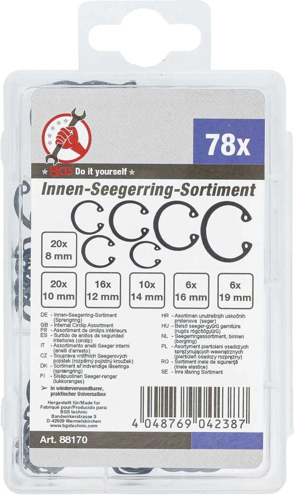 Bgs Technic Vidinių žiedų asortimentas | Ø 8 - 19 mm | 78 vnt. (88170)