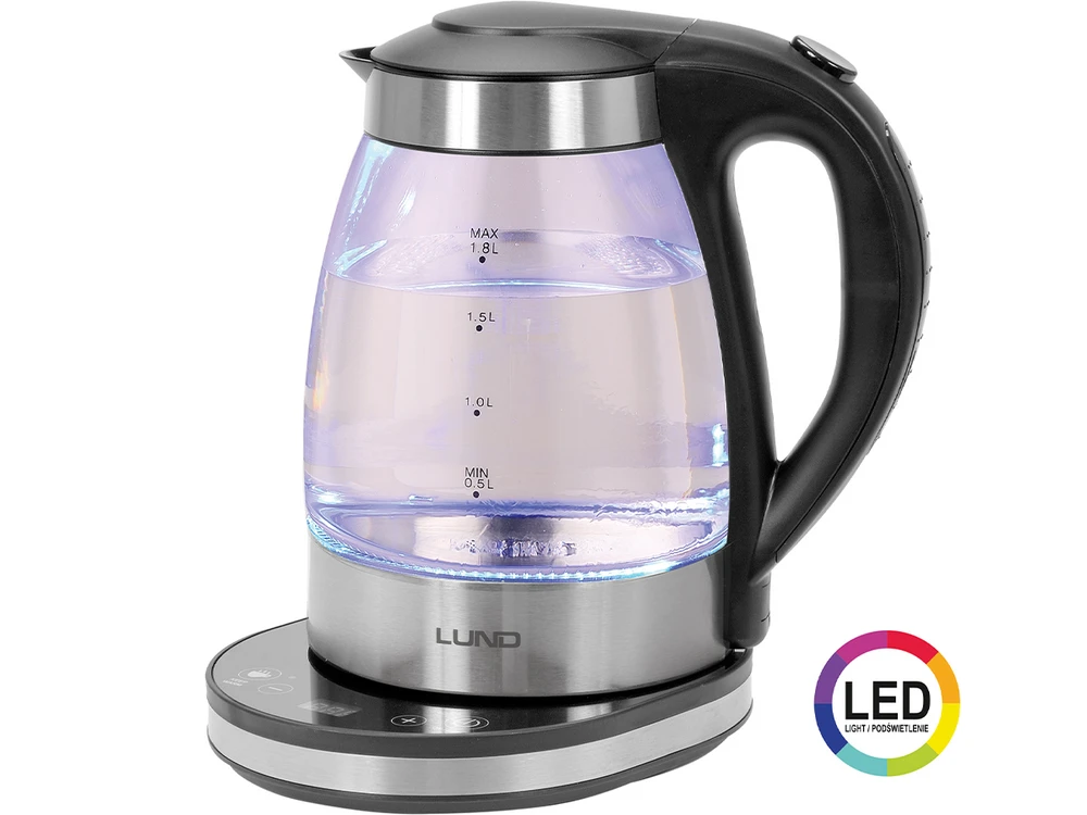 Virdulys LUND ELECTRIC LED STIKLINIS VIRDULIS 1,8L TEMPERATŪROS REGULIAVIMAS