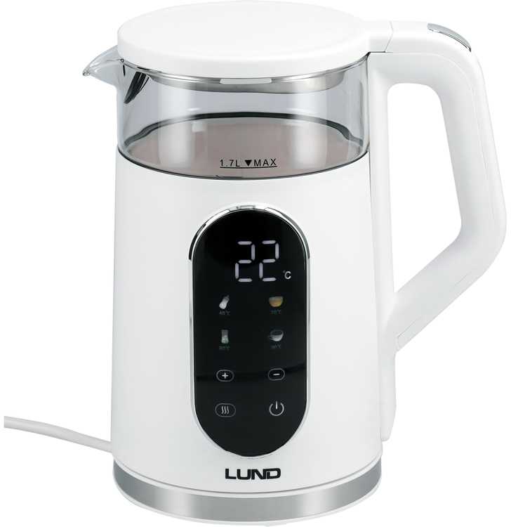 Virdulys Lund Toya Sa Poland ELECTRIC KETTLE 1.7L, TEMPERATURE REGULATION, Baltas (68224)