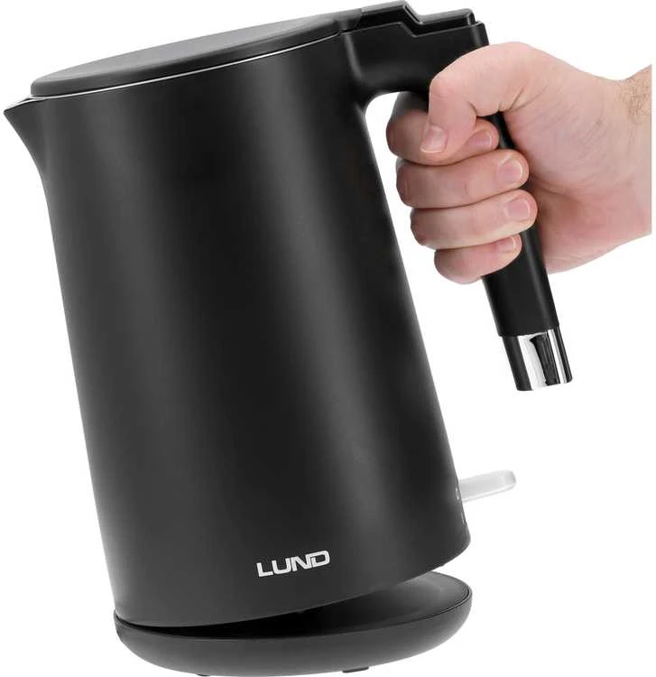 Lund Elektrinis virdulys 1,5 l, vėsus liesti, 2200 W, belaidis virdulys, juodas elektrinis virdulys