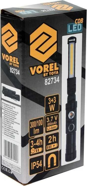 Vorel Toya Sa Poland Darbo lempa akumuliatorinė | COB LED 3W 300LM, LI-ION 3,7V 600MAH | aliuminė (82734)