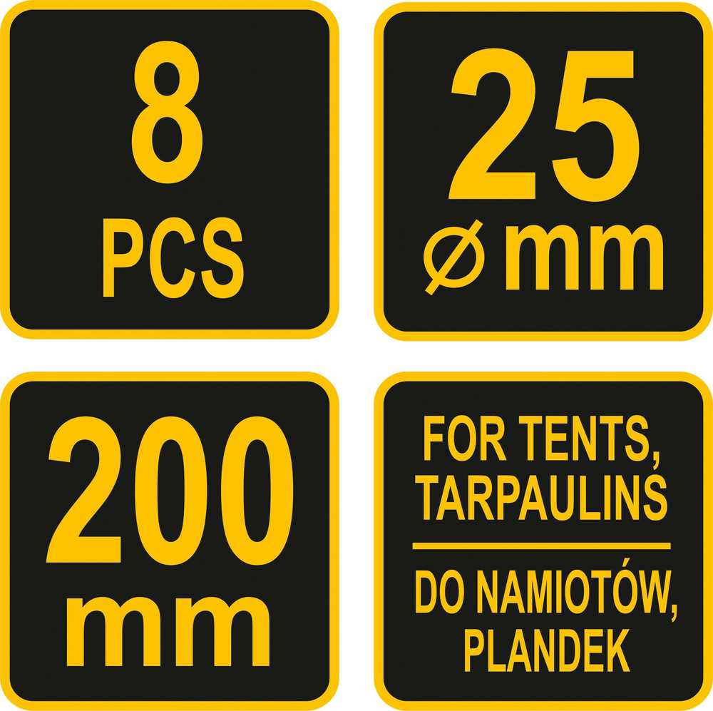 Toya Sa Poland Elastinių kilpų rinkinys tentams | su bumbulu | 200 mm / 8 vnt. (85180)