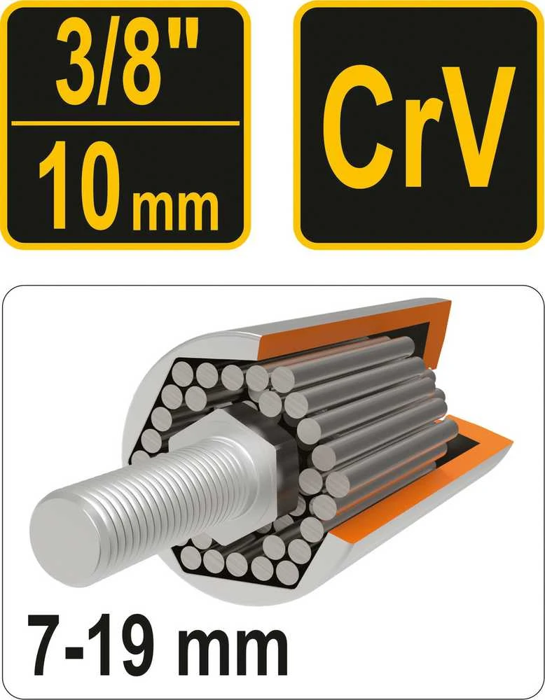 Vorel Toya Sa Poland Galvutė universali ilga | 10 mm (3/8") | 7 - 19 mm (53002)