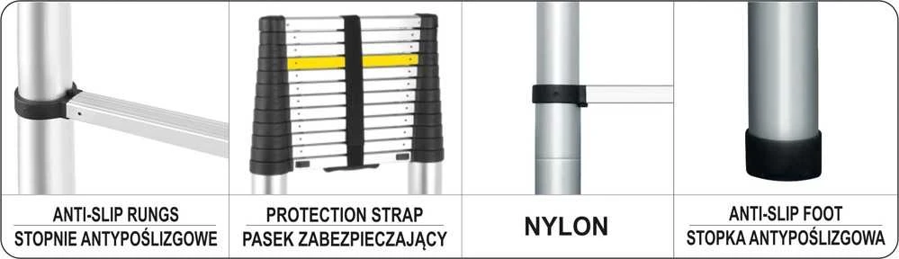 Vorel Kopėčios aliuminės teleskopinės | 13 laiptelių | 3,8 m