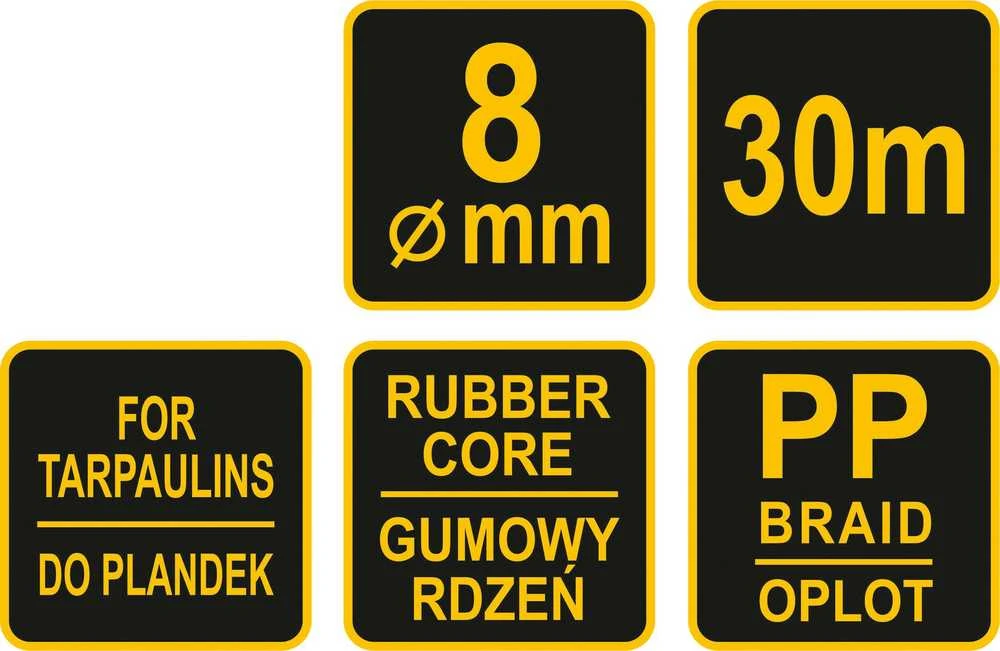 Vorel Pinta elastinė guminė virvė 8 mm x 30 m, 85178