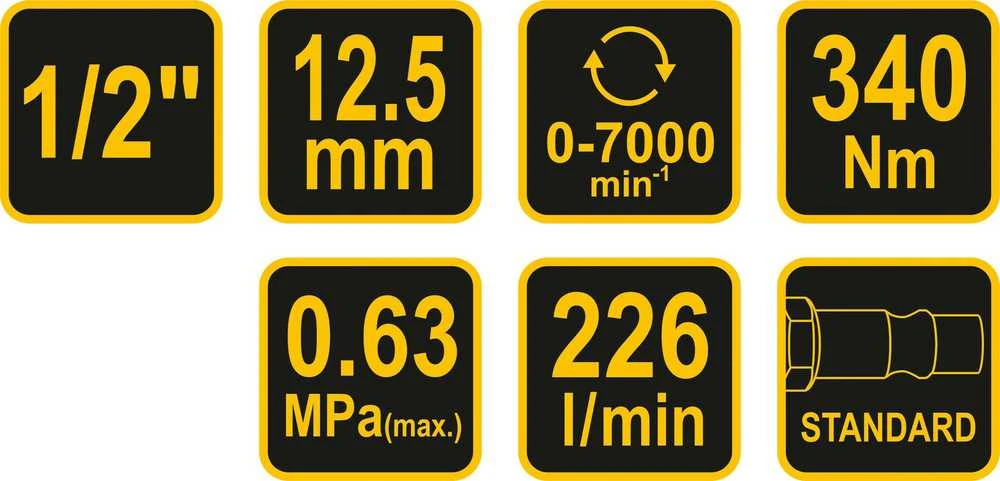 VOREL KLUCZ pneumatinis UDAROWY 1/2" 340Nm 81100