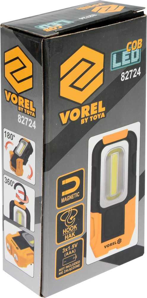 VOREL ROTATING RANKINĖ LAMP COB LED