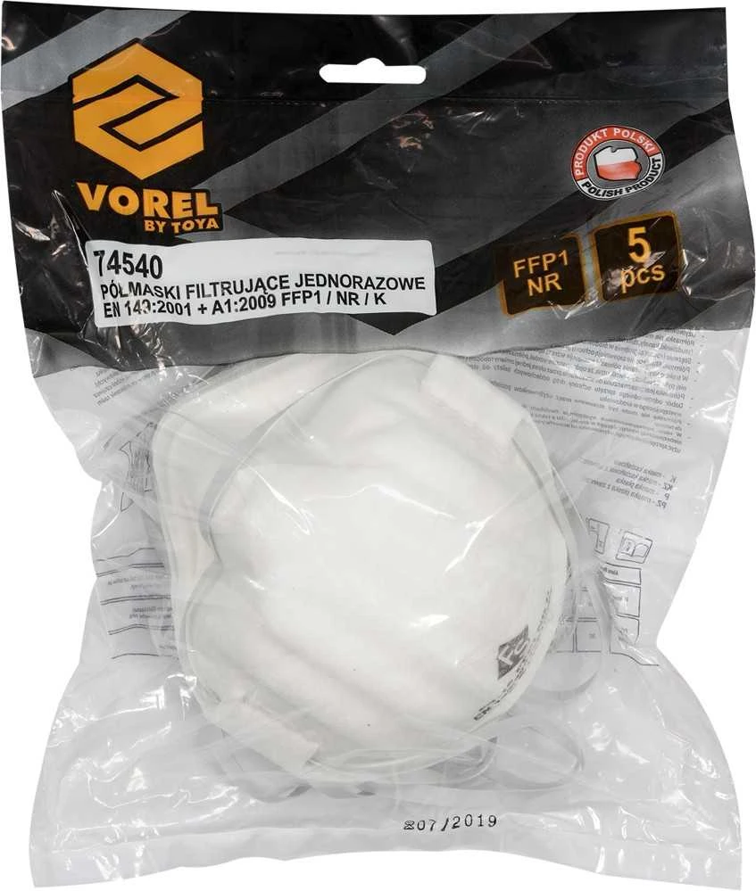 Vorel 74540 respiratoriai FFP1 sandarioje pakuotėje