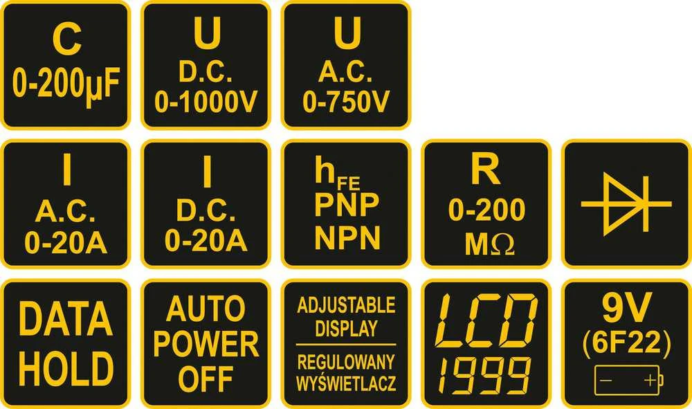 Toya Sa Poland Skaitmeninis daugiafunkcis multimetro testeris | LCD ekranas | AUTO-OFF (81775)
