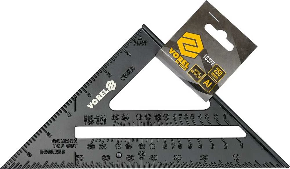 VOREL KĄTOWNIK ALUMINIOWY ZE STOPKĄ 250mm