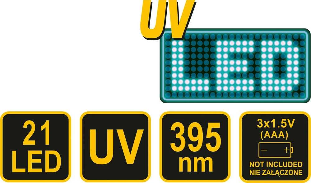Vorel Toya Sa Poland UV žibintuvėlis ir akiniai kondicionavimo sistemos nuotėkio aptikimui | UV 21 LED (82756)