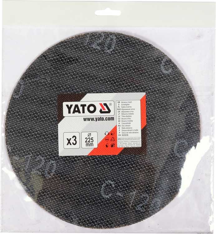 Toya Sa Poland Abrazyvinis tinklinis diskas su Velcro | P120 | 225 mm | 3 vnt. (YT-845833)