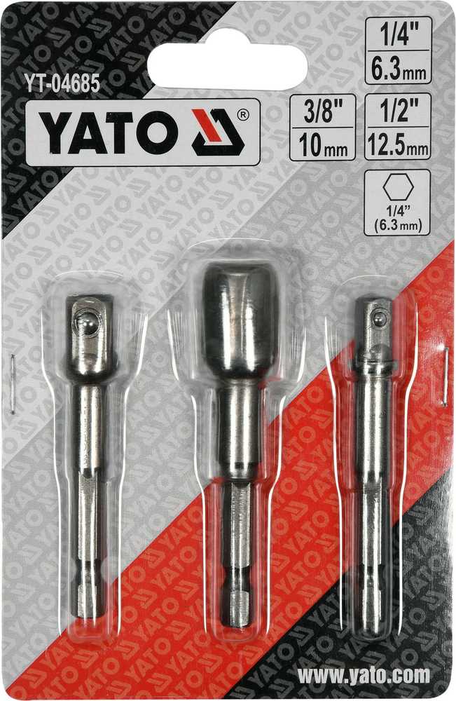YATO HEX ADAPTERIAI LIZDAI 1/4 3/8 1/2" RINKINYS.
