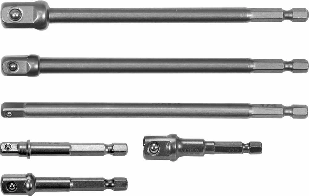 Yato Toya Sa Poland Adapterių komplektas | ilgi ir trumpi | iš 1/4"(6,3 mm) į galvutes 1/4" - 3/8" - 1/2" | 150 mm (YT-04629)