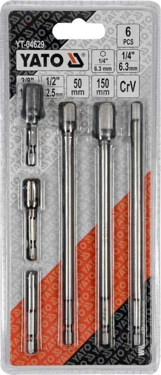 Yato Toya Sa Poland Adapterių komplektas | ilgi ir trumpi | iš 1/4"(6,3 mm) į galvutes 1/4" - 3/8" - 1/2" | 150 mm (YT-04629)