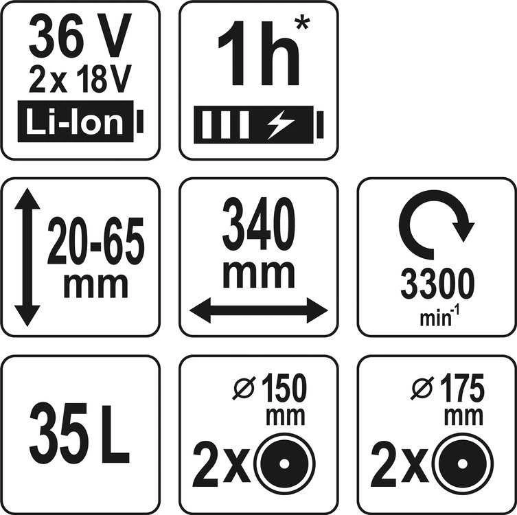 Akumuliatorinė vejapjovė Yato YT-85221; 2x18 V; (be akumuliatoriaus ir pakrovėjo)