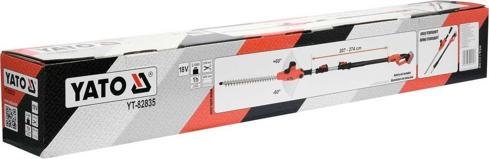 Yato Toya Sa Poland Akumuliatorinė teleskopinė krūmapjovė | 18V 207-274 cm | be akumuliatoriaus (YT-82835)