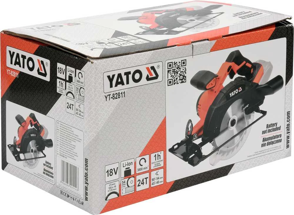 YATO diskinis pjūklas 165mm 18V BE BATERIJAŲ IR Įkroviklio