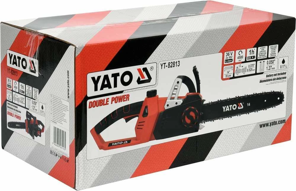 Grandininis pjūklas Yato YT-82813; 2x18 V; 34,5 cm juosta; (be akumuliatoriaus ir pakrovėjo)