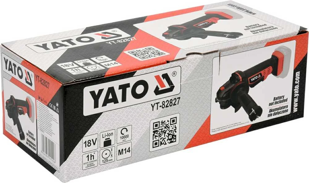 Akumuliatorinis kampinis šlifuoklis Yato YT-82827; 125 mm; 18 V; (be akumuliatoriaus ir pakrovėjo)