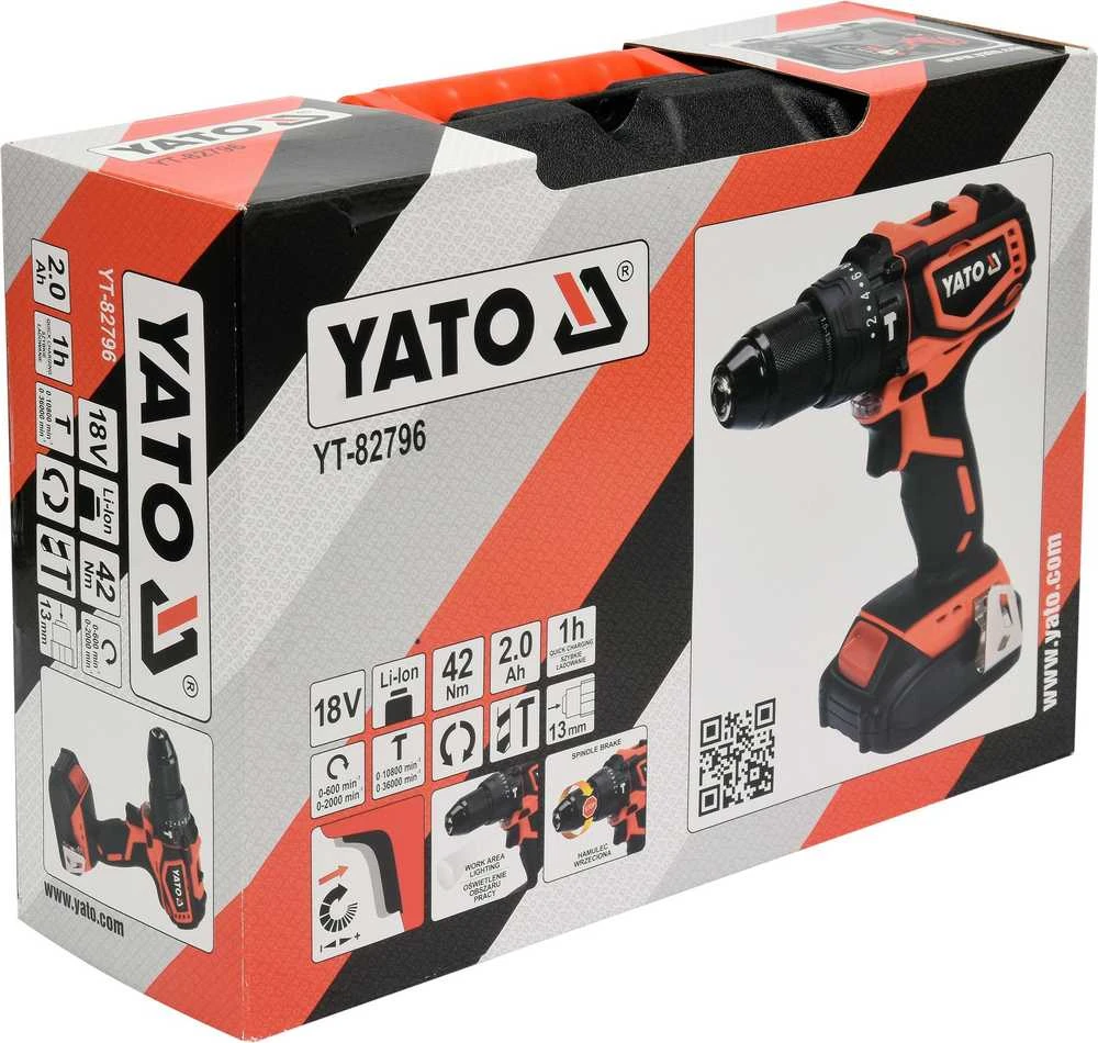 18V 42Nm 1x2,0Ah ličio jonų BEŠEPELIŲ GRĄŽAS YATO, YT-82796