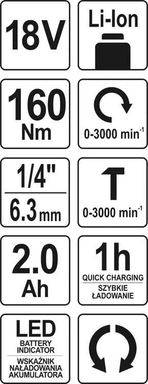 Smūginis suktuvas Yato YT-82800; 18V; 1x2,0 Ah akum.