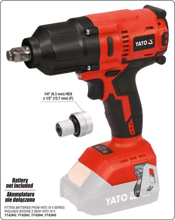 YATO bešepetėlinis smūginis veržliasukis 18V LI-ION 1/2" 0xAh 700Nm BEZ AKU.I ŁADOWARKI
