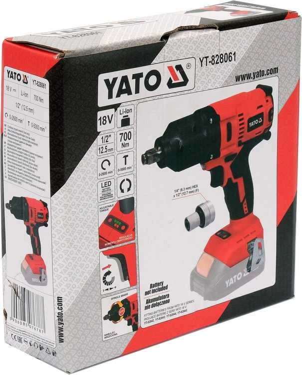 YATO bešepetėlinis smūginis veržliasukis 18V LI-ION 1/2" 0xAh 700Nm BEZ AKU.I ŁADOWARKI