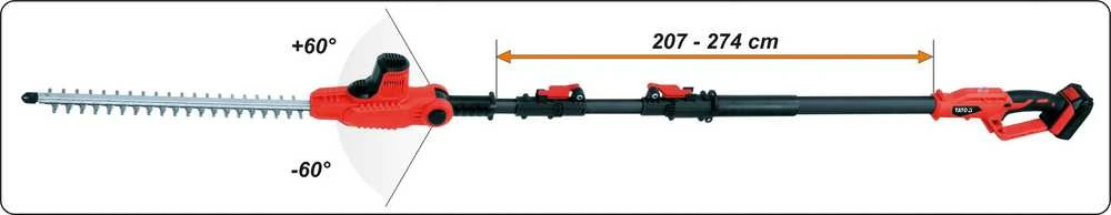 Yato teleskopinė gyvatvorių aukštapjovė YT-82834 18V 1,8-2,8m 1x2,0Ah