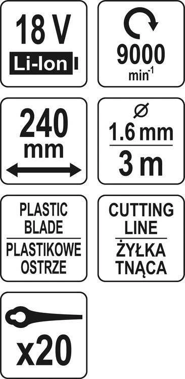 Yato akumuliatorinė žoliapjovė 2in1 YT-85015 be akumuliatoriaus ir kroviklio